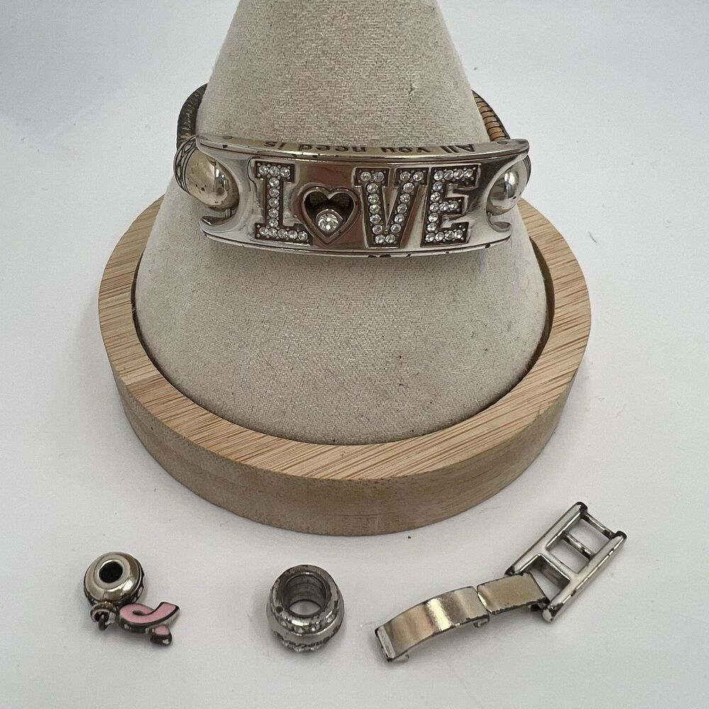 BRIGHTON All You Need is LOVE Charm Bracelet, With Charms And Extender 7-8 Inch